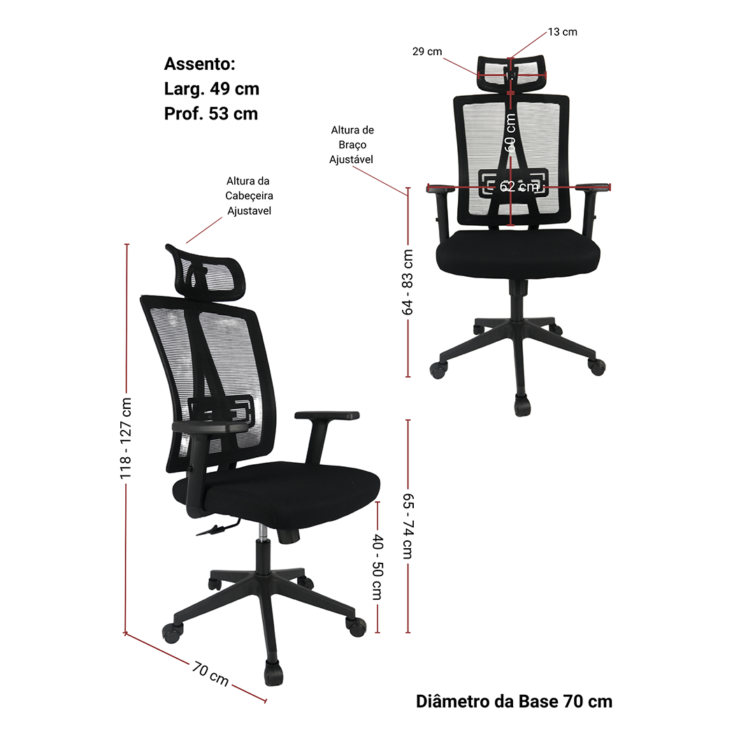 Cadeira Presidente Ergonômica Telada Mesh 3003
